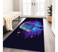 Générique Rêve Microphone Vintage Tapis de Couloir Long 40 x 120 cm, Lavable en Machine Noir Tapis Long, Antidérapant Absorbant Tapis de Passage Cuisine pour Interieur Chambre à Coucher et Salon