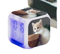 Générique Réveil Chaton, réveil Chat pour | Horloge pour Horloge de Table Cube Réveil LED | Réveil électronique coloré avec Grand écran pour Les Amoureux des Chats, pour la décoration du Salon