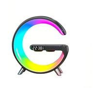 Générique Réveil Intelligent avec Haut-Parleur Sans Fil, Éclairage RGB & Charge Rapide - Alimenté par USB, Lampe de Table LED pour Réveil en Chambre - Wake-Up-Light, Noir (Noir, Big G), Grand models