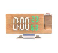 Générique Réveil LED en Bois avec Projection de l'Heure, Affichage Température et Humidité, Réglage Luminosité (Blanc)