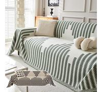 Générique Reversible Chenille Sofa Cover, Herringbone Sofa Slipcover, Sofa Cover for Loveseat/3 Cushion/L Shaped/Chaise Lounge Couch/Sectional Couch (Green,180x130cm/70.7 * 51.2 in)