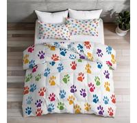 Générique Réversible Couette Imprimée 200 x 200 cm 4 Saisons, Blanc Chaud et Respirant Edredon - Mode Imprimé Animal Empreinte De Patte Couette 2 Personnes pour Adultes Adolescents