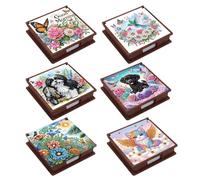 Générique Rhinestone Art Box - Cute 3D Cat Dog Shapes Storage | Handmade Desk Sticky Note Holder | Large Capacity Rhinestone Painting Kit for Family Friends Adults Men Women Home Office Study Memo