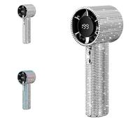 Générique Rhinestone Fan, Full Diamond Portable Handheld Turbo Fan, with Digital Display 1800 Mah Battery High Speed Silent Motor Advanced Waterproof and Dustproof (1Pcs*White)