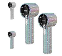 Générique Rhinestone Fan, Full Diamond Portable Handheld Turbo Fan, with Digital Display 1800 Mah Battery High Speed Silent Motor Advanced Waterproof and Dustproof (2Pcs*Colorful)