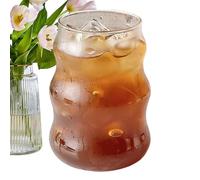 Générique Ribbed Glass, Wavy Drinking Tool, 530ml Cute Beverage Cup, Iced Cocktail Tumbler, Stylish Soda Mug for Juice, Beer, Tea, Cocktail, Beverage, Indoor, Home, Bar, Cafe, Office