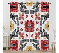 Générique Rideau à Géométrie Bohème 75x166 cm - 2 Panneaux - 100% Microfibre - Rideaux à œillets avec Tribal Ethnique - Rideau et tentures à Sud-Ouest - Rideaux insonorisés pour Chambre à Coucher