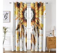 Générique Rideau Attrape-Rêves, Lot de 2 Rideau Thermique Anti Chaleur, Rideaux Occultant Plume Tournesol pour Cuisine Chambre Salon, Rideaux Decoration Maison, 140x240 cm (LxH) A-G11