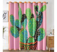 Générique Rideau Cactus, Lot de 2 Rideau Thermique Anti Chaleur, Rideaux Occultant Art Botanique pour Cuisine Chambre Salon, Rideaux Decoration Maison, 110x215 cm (LxH) B-D33