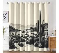 Générique Rideau Cactus, Lot de 2 Rideau Thermique Anti Chaleur, Rideaux Occultant Désert Vintage pour Cuisine Chambre Salon, Rideaux Decoration Maison, 140x180 cm (LxH) B-D33