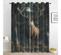 Générique Rideau Cerf Forêt - Rideaux Occultant Sauvages Chasse - pour Salon Chambre - Rideau 2 Panneaux Thermique Isolant - 140L x 240H cm