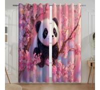 Générique Rideau Chambre, Douceur d'IntérieurAnti Froid et Chaleurà OeilletsChambre Maison Salon IntérieursRoseDessin animé Mignon Fleur de Cerisier Panda140 L x 240 H cm.