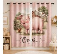 Générique Rideau Cochon Rose Mignon Occultant Lot de 2, 117x229cm