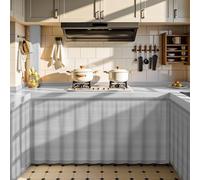 Générique Rideau de Cuisine Anti-Poussière, sous Évier sans Percage avec Rail Silencieux Autocollant, Style Moderne pour Buanderie et Étagères Panneau Mural