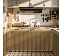 Générique Rideau de Cuisine Anti-Poussière, sous Évier sans Percage avec Rail Silencieux Autocollant, Style Moderne pour Buanderie et Étagères Panneau Mural