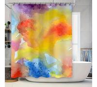 Générique Rideau de Douche 180X200 Imprimé Aquarelle Coloré - Rideau de Baignoire Abstrait Coloré à L'Aquarelle avec Crochets - Rideau de Salle de Bain en Polyester Lavable à Séchage Rapide L 180 Cm