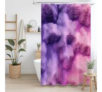 Générique Rideau de Douche 200 x 200 cm, 1 Panneau, Microfibre Douce, Anti-Moisissure et Imperméable, Lavable, pour Salle de Bains, avec Œillets et Crochets, Rose, Abstrait 3D Rayures