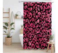 Générique Rideau de Douche 200 x 200 cm, 1 Panneau, Microfibre Douce, Anti-Moisissure et Imperméable, Lavable, pour Salle de Bains, avec Œillets et Crochets, Rose, Imprimé Léopard Taches