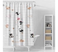 Générique Rideau de Douche Animaux Rideau Douche Chatons Mignons Polyester Anti Moisissure Lavable Imperméable Tissu Rideaux de Baignoire 180x180 cm avec 12 Crochets A1737
