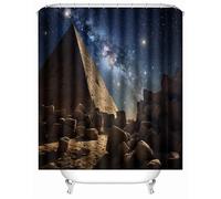 Générique Rideau de Douche Égypte Pyramides Rétro Architecture Rideau de Bain Tissu Polyester Anti Moisissure Imperméable Lavable Rideaux Salle de Bain 180x200 cm avec 12 Crochets pour Baignoire