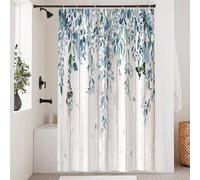 Générique Rideau de Douche Feuilles D'Eucalyptus Rideau Douche Papillons Polyester Anti Moisissure Lavable Imperméable Tissu Rideaux de Baignoire 180x180 cm avec 12 Crochets A1467