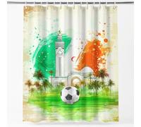 Générique Rideau de Douche Football 200 x 200 cm Rideau de Salle de Bain Monument Architecture Palmier Rideau de Baignoire pour Déco Polyester Imperméable Anti-Moisissure, Vert