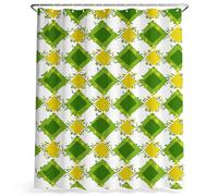 Générique Rideau de Douche Frais Mignon Carreau pour Enfants, Vert Minimaliste, 200 x 200 cm Rideaux de Salle de Bain Imperméable Anti-Moisissure Microfibre avec Oeillets Crochets