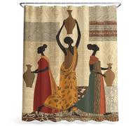 Générique Rideau de Douche Motif Multicolore Vintage Tribal Afrique Féminin - Lavable avec Crochets - Décoration de Salle de Bain en Microfibre pour Salle de Bain dortoir - 200 x 200 cm