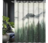 Générique Rideau de Douche Paysage De ForêT De Montagne Rideau Douche ForêT Polyester Anti Moisissure Lavable Imperméable Tissu Rideaux de Baignoire 180x200 cm avec 12 Crochets A82