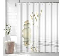 Générique Rideau de Douche Pierres Et éPis De Blé Rideau Douche Style Zen Polyester Anti Moisissure Lavable Imperméable Tissu Rideaux de Baignoire 180x200 cm avec 12 Crochets A520
