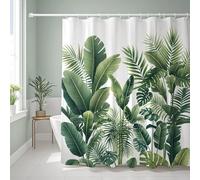 Générique Rideau de Douche Plantes De La Jungle Rideau Douche Feuilles De Bananier Polyester Anti Moisissure Lavable Imperméable Tissu Rideaux de Baignoire 180x200 cm avec 12 Crochets A1186