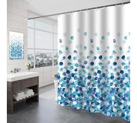 Générique Rideau de Douche Pois en DéGradé Rideau Douche Bleu Polyester Anti Moisissure Lavable Imperméable Tissu Rideaux de Baignoire 180x180 cm avec 12 Crochets A1725