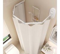 Générique Rideau De Douche Résistant À l'eau+Tringle À Rideau De Douche Kit, Tringles À Rideaux Mural Pliable Et Étanche,cloison Invisible, sans Perforation(Natural,5-Fold)