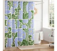 Générique Rideau de Douche Style BohèMe Rideau Douche Fleurs Abstraites ColoréEs Polyester Anti Moisissure Lavable Imperméable Tissu Rideaux de Baignoire 180x200 cm avec 12 Crochets A1174