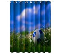 Générique Rideau de fenêtre occultants avec Motif Minimalisme Herbe Sport Football, 140 L X 260 H cm Lot de 2 Bleu Rideaux Imprimés Doux à Œillets pour Salon et Chambre