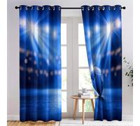 Générique Rideau de fenêtre occultants avec Motif Minimalisme Sport Football, 140 L X 245 H cm Lot de 2 Bleu Rideaux Imprimés Doux à Œillets pour Salon et Chambre