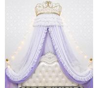 Générique Rideau De Lit à Baldaquin en Dentelle, Tente en Filet Suspendue, Décoration De Chambre De Style Princesse, Adapté Au Lit Double De 1,2 à 1,8 M (Purple 2m Bed)