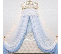 Générique Rideau De Lit à Baldaquin en Dentelle, Tente en Filet Suspendue, Décoration De Chambre De Style Princesse, Adapté Au Lit Double De 1,2 à 1,8 M (Blue 1.5m Bed)