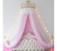 Générique Rideau De Lit à Baldaquin en Dentelle, Tente en Filet Suspendue, Décoration De Chambre De Style Princesse, Adapté Au Lit Double De 1,2 à 1,8 M (Pink1 2m Bed)