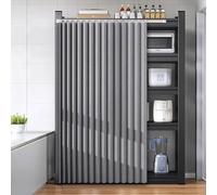 Générique Rideau de Placard Coulissant Autocollant, Rideau Anti-Poussière pour Étagères Ouvertes, Rideau de Confidentialité pour sous-Bureau Salle de Classe Bibliothèque,Gris,100cmW/180cmH