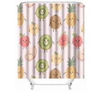 Générique Rideau Douche Ananas Fruit Rideau de Douche Anti Moisissure 200x200cm Peinture Dessin Animé Rideaux de Baignoire Tissu Lavable Imperméable Polyester Rideaux Salle de Bain avec 12 Crochets
