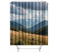 Générique Rideau Douche Prairies Montagnes Rideau de Douche Anti Moisissure 200x200cm Nature Plantes Rideaux de Baignoire Tissu Lavable Imperméable Polyester Rideaux Salle de Bain avec 12 Crochets