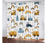 Générique Rideau Enfant Véhicules de Chantier,Rideaux Voiture Camion Tracteur Chambre Enfant Fille Garcon Ado,Rideau Occultant Thermiques Isolant avec Oeillet,Rideau Salon 2 Pièces,200X160Cm,A26