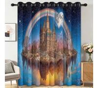 Générique Rideau Fantaisie Architecture 2 Pièces, 140L x 175H cm | Ciel Architecture Arc En CielRideaux Fenetre pour Enfants Decoration Chambre, Salon, Draperies Intérieurs à Oeillets