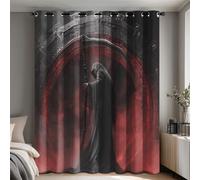 Générique Rideau Faucheuse, Lot de 2 Rideau Thermique Anti Chaleur, Rideaux Occultant Squelette Gothique pour Cuisine Chambre Salon, Rideaux Decoration Maison, 75x166 cm (LxH) B-D128