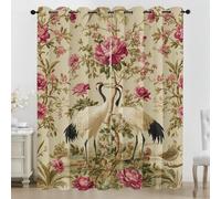 Générique Rideau Fleur Oiseau Rideaux Chambre Salon Rétro Chinois Rideau Occultant Thermique Isolant Anti-Chaleur Phonique Lot de 2 Rideaux à Oeillets 75x166 cm Z2j