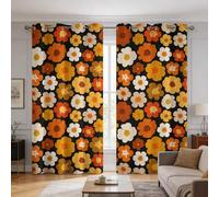 Générique Rideau Fleur Rétro Année 70, 117 x 137 cm (LxH), 2 Pieces