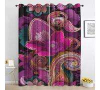 Générique Rideau Fleur Violet - Rideaux Occultant Cachemire Luxe - pour Salon Chambre - Rideau 2 Panneaux Thermique Isolant - 140L x 240H cm