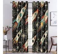 Générique Rideau Fusée, Lot de 2 Rideau Thermique Anti Chaleur, Rideaux Occultant Garçon Étoilé pour Cuisine Chambre Salon, Rideaux Decoration Maison, 140x240 cm (LxH) A-G15
