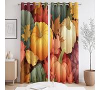 Générique Rideau Isolant Coloré Rideau Occultant Illustration Vib Coup de Gueule Citrouille Feuilles mortes bloquant la Chaleur à œillets Idéal pour Chambre et Salon 135x245 CM Lot de 2